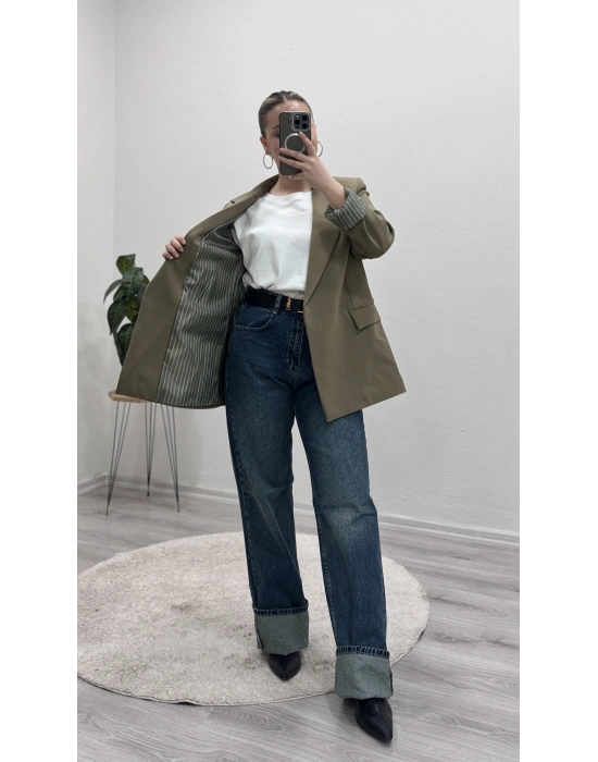 BLAZER CEKET ÇİZGİLİ ASTARLI