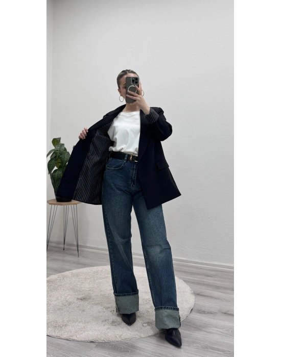 BLAZER CEKET ÇİZGİLİ ASTARLI