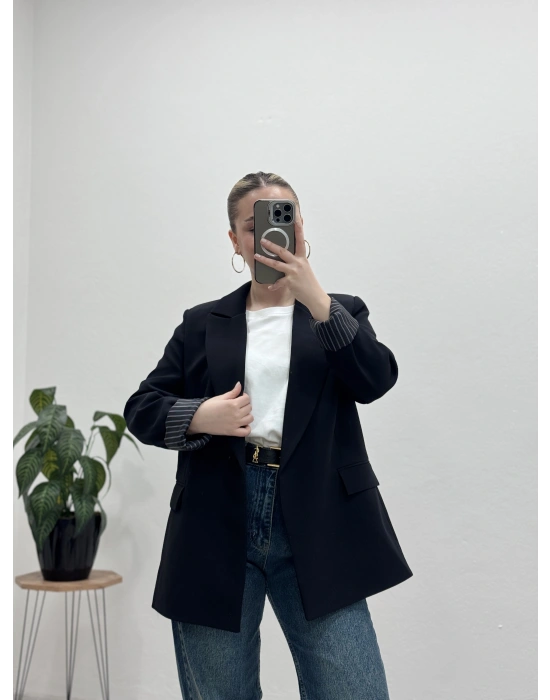BLAZER CEKET ÇİZGİLİ ASTARLI