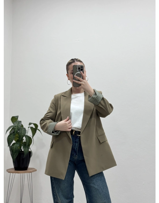 BLAZER CEKET ÇİZGİLİ ASTARLI