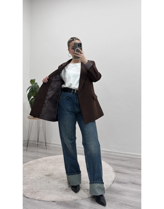 BLAZER CEKET ÇİZGİLİ ASTARLI