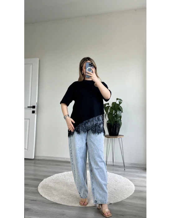 TİŞÖRT - ETEK UCU DANTELLİ
