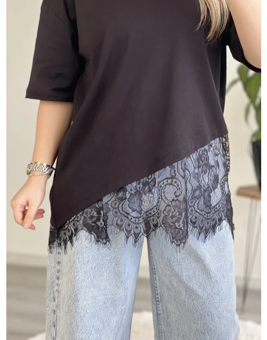 TİŞÖRT - ETEK UCU DANTELLİ