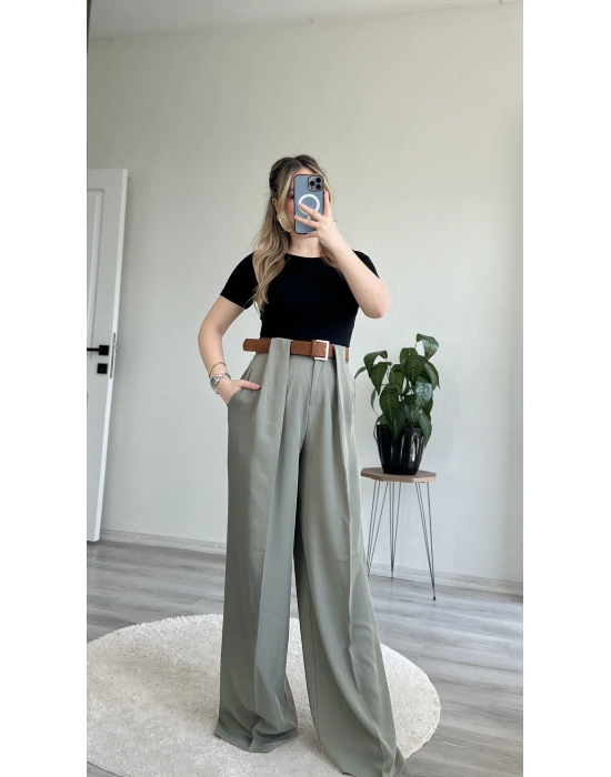 SÜET KEMERLİ TASARIM PANTOLON