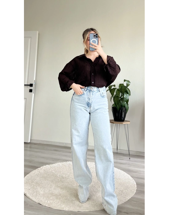 ÇİZGİLİ TRANSPARAN GÖMLEK