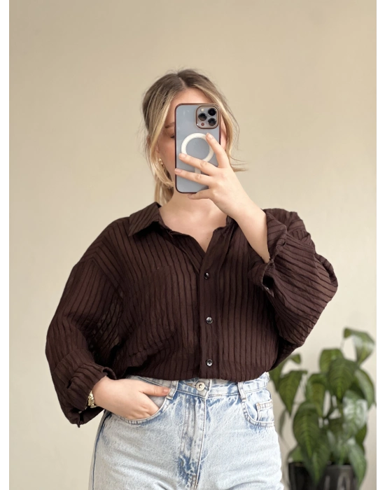 ÇİZGİLİ TRANSPARAN GÖMLEK