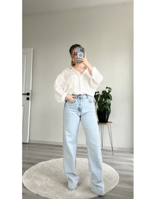 ÇİZGİLİ TRANSPARAN GÖMLEK