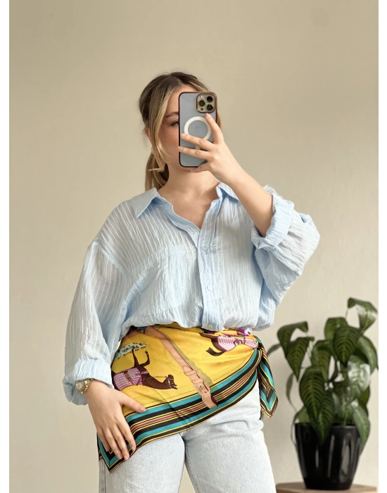 ÇİZGİLİ TRANSPARAN GÖMLEK