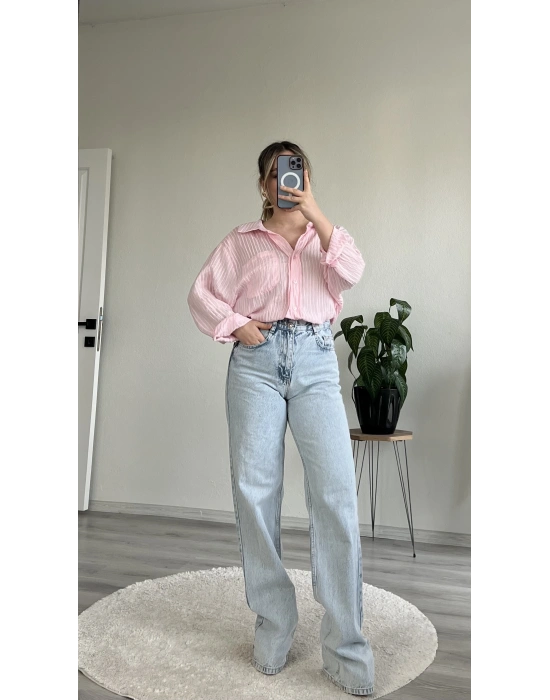 ÇİZGİLİ TRANSPARAN GÖMLEK