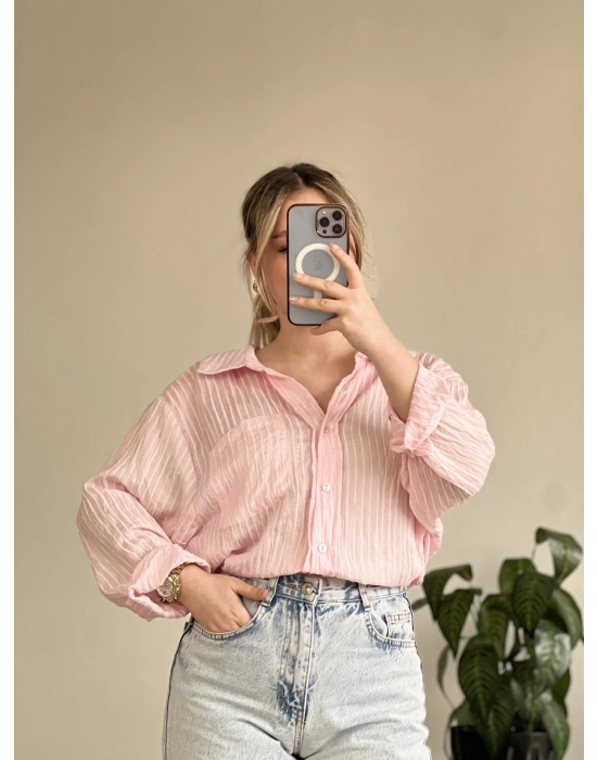 ÇİZGİLİ TRANSPARAN GÖMLEK