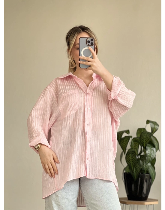 ÇİZGİLİ TRANSPARAN GÖMLEK