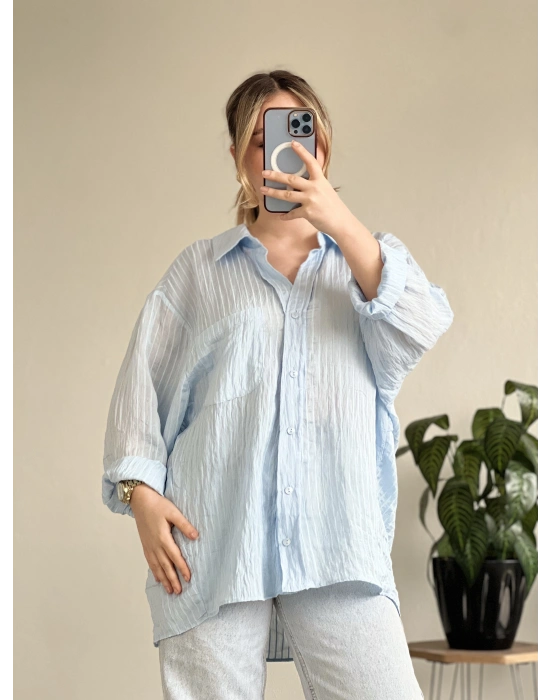 ÇİZGİLİ TRANSPARAN GÖMLEK