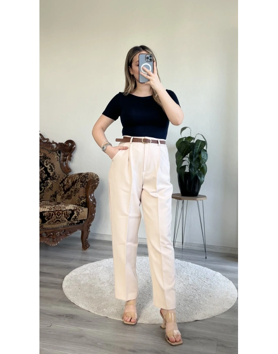 KEMERLİ CEP KAPAKLI PANTOLON