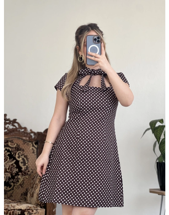 FİYONK BAĞLAMALI PUANTİYELİ ELBİSE