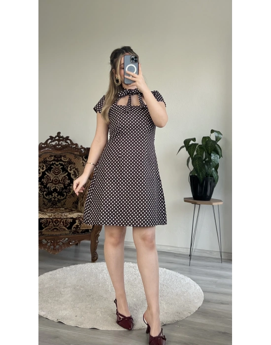 FİYONK BAĞLAMALI PUANTİYELİ ELBİSE