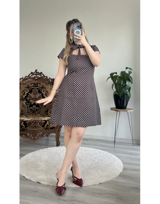 FİYONK BAĞLAMALI PUANTİYELİ ELBİSE