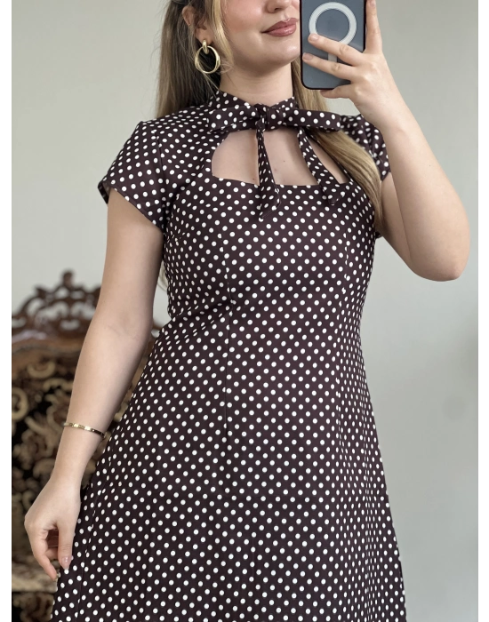 FİYONK BAĞLAMALI PUANTİYELİ ELBİSE