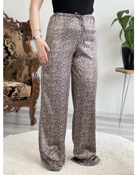 LEOPAR DESEN SATEN BOL PAÇA PANTOLON