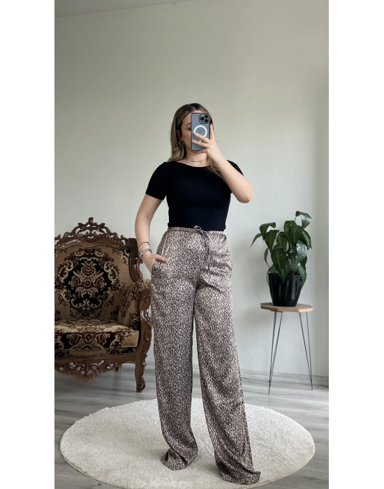LEOPAR DESEN SATEN BOL PAÇA PANTOLON