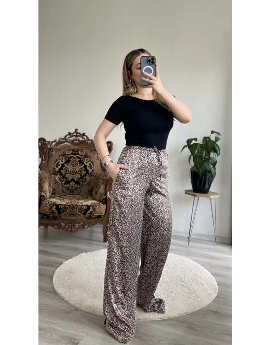 LEOPAR DESEN SATEN BOL PAÇA PANTOLON