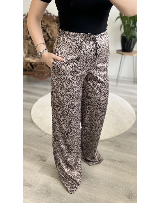 LEOPAR DESEN SATEN BOL PAÇA PANTOLON