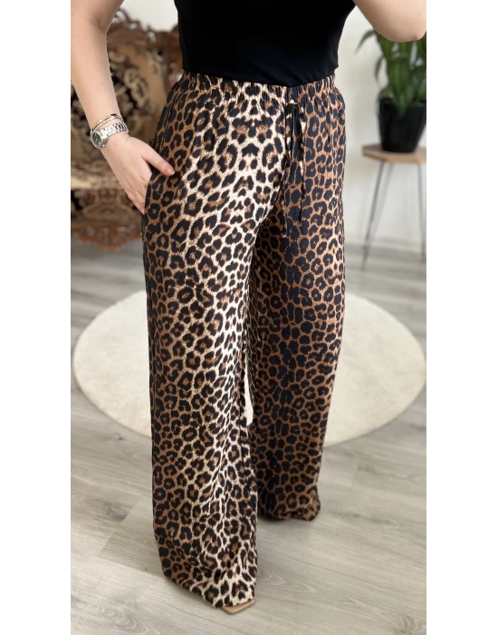 LEOPAR DESEN SATEN BOL PAÇA PANTOLON
