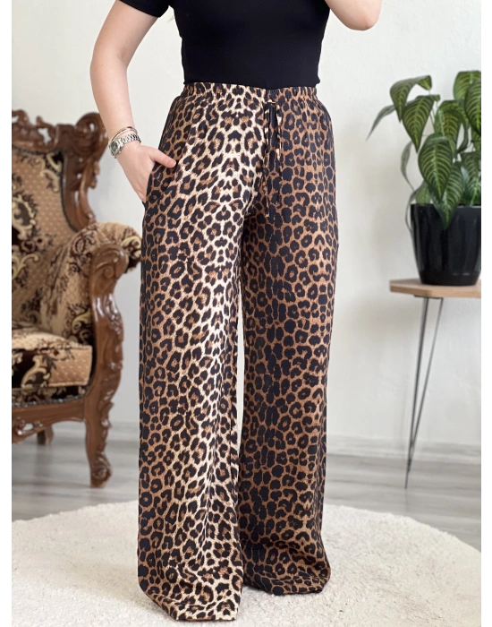 LEOPAR DESEN SATEN BOL PAÇA PANTOLON