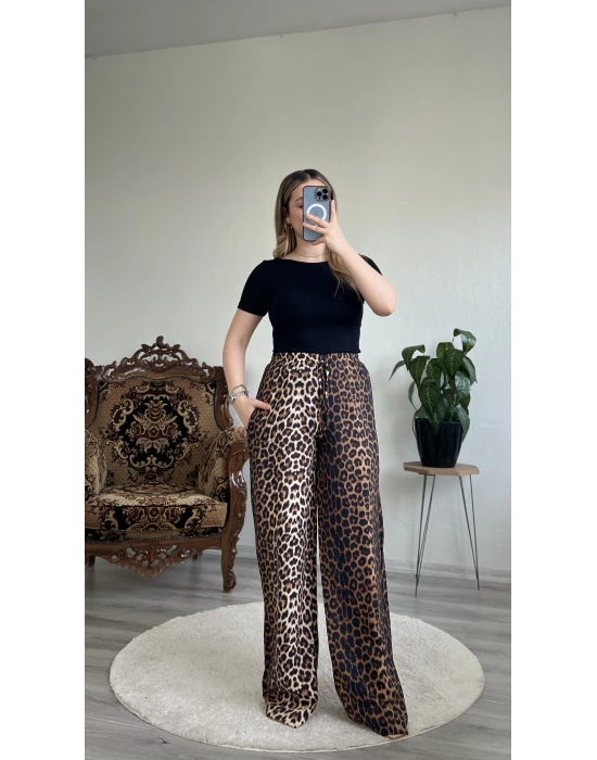 LEOPAR DESEN SATEN BOL PAÇA PANTOLON