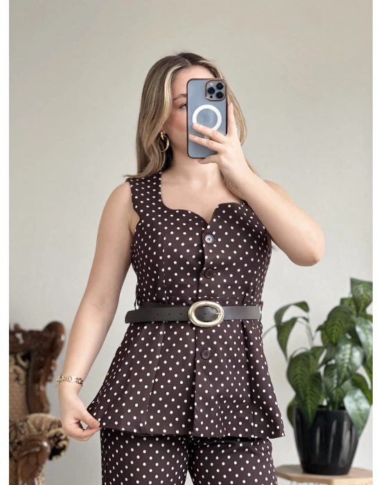 PUANTİYELİ YELEKLİ TAKIM-KEMERLİ