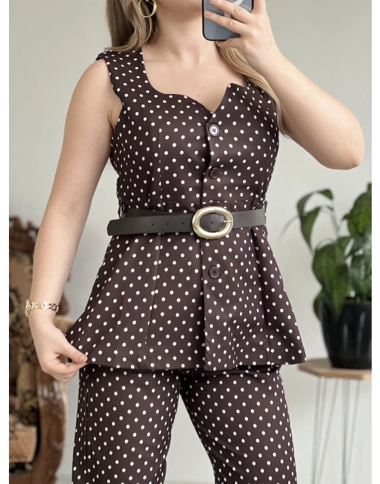 PUANTİYELİ YELEKLİ TAKIM-KEMERLİ