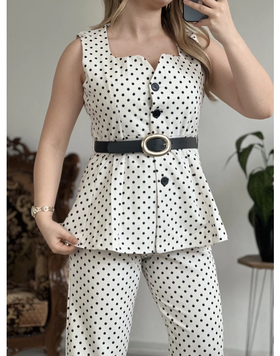 PUANTİYELİ YELEKLİ TAKIM-KEMERLİ