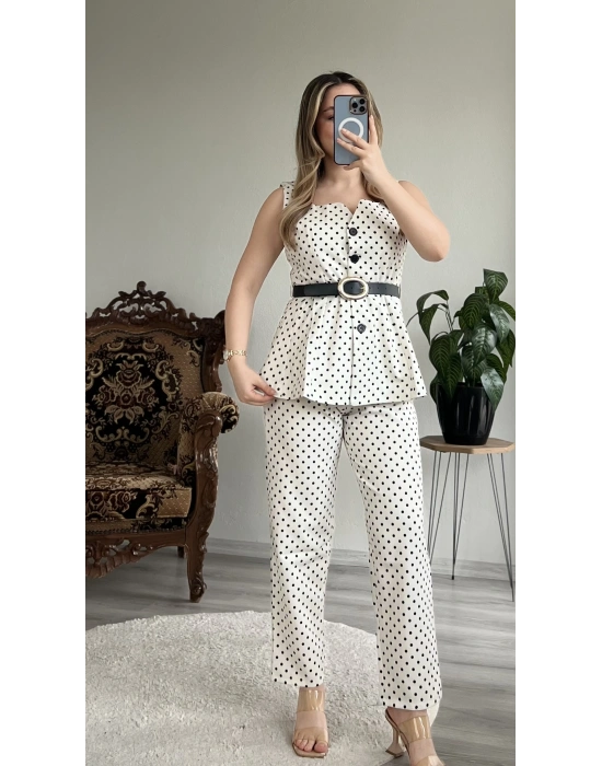 PUANTİYELİ YELEKLİ TAKIM-KEMERLİ