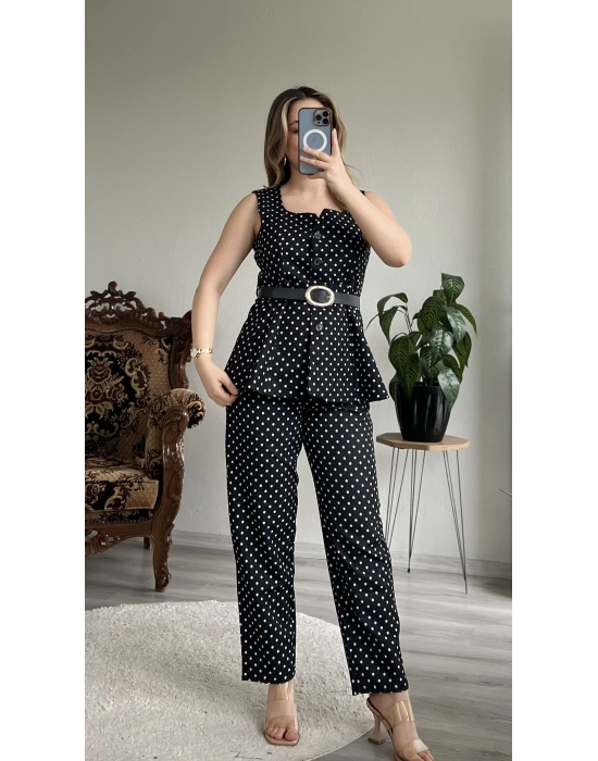 PUANTİYELİ YELEKLİ TAKIM-KEMERLİ