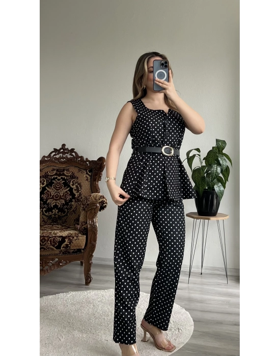 PUANTİYELİ YELEKLİ TAKIM-KEMERLİ