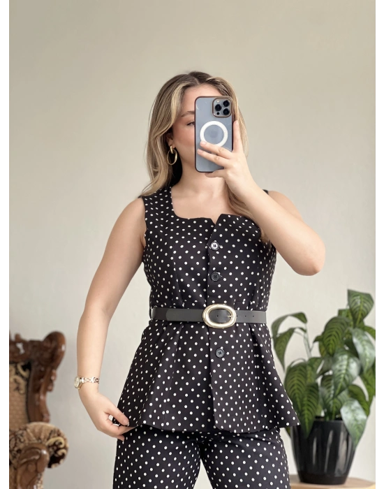 PUANTİYELİ YELEKLİ TAKIM-KEMERLİ