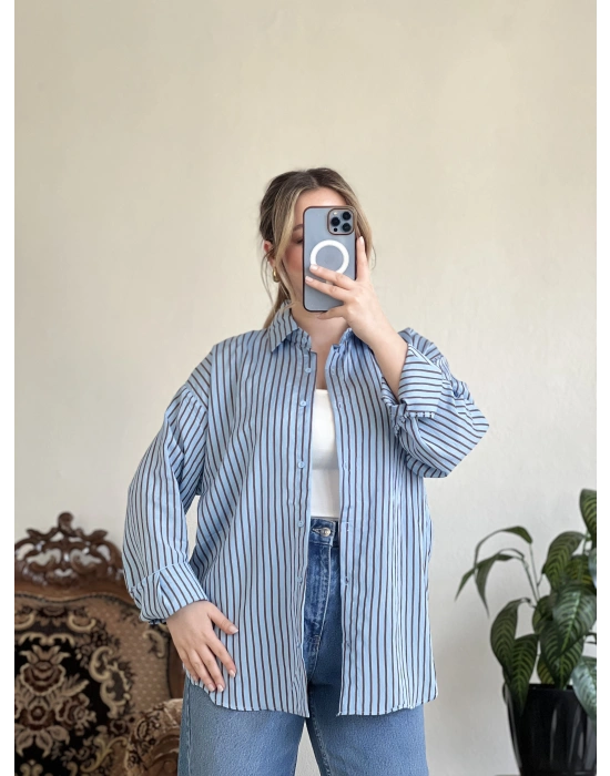 MAVİ ÇİZGİLİ GÖMLEK