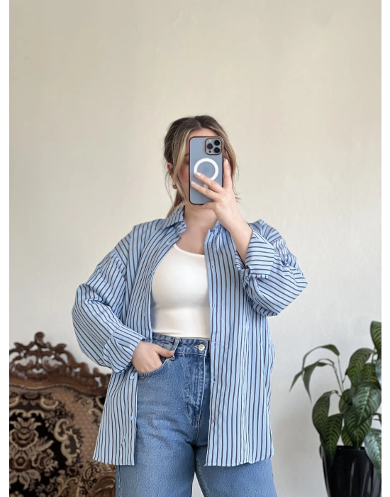 MAVİ ÇİZGİLİ GÖMLEK