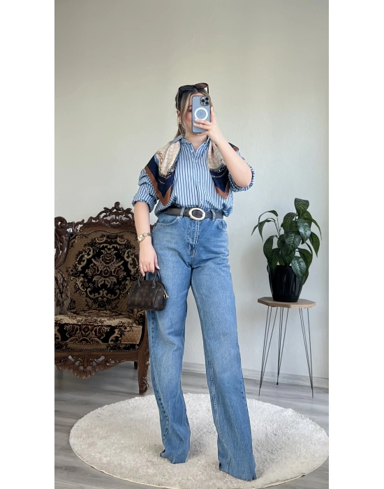 MAVİ ÇİZGİLİ GÖMLEK