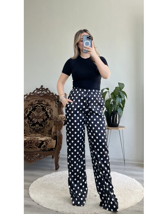 PUANTİYELİ SATEN PANTOLON