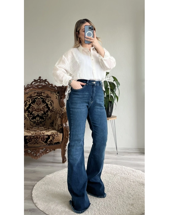 ÇİZGİLİ YANDAN BÜZGÜLÜ GÖMLEK