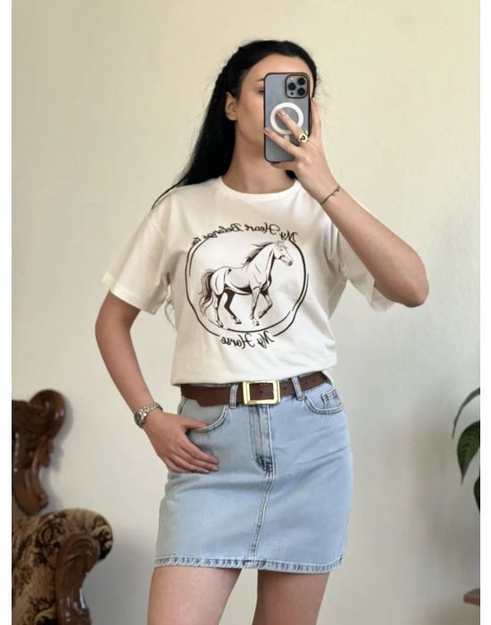 QUZU NAKIŞLI T-SHIRT