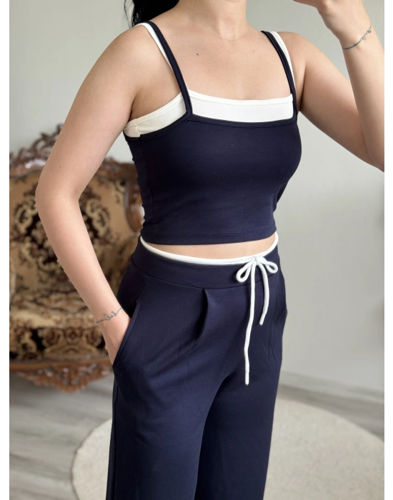 KEMER DETEYLI CROP TAKIM