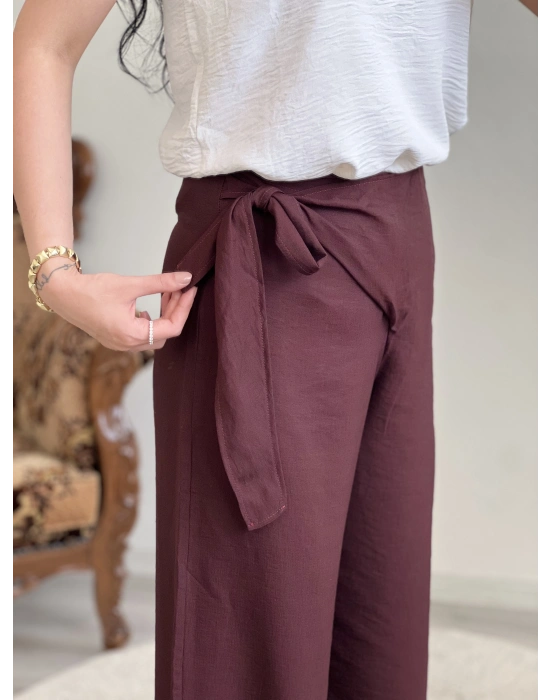 BAĞLAMALI KETEN PANTOLON