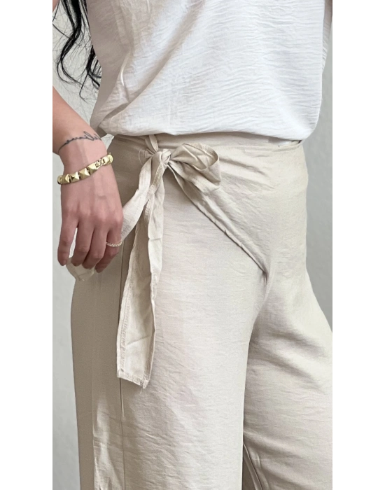 BAĞLAMALI KETEN PANTOLON
