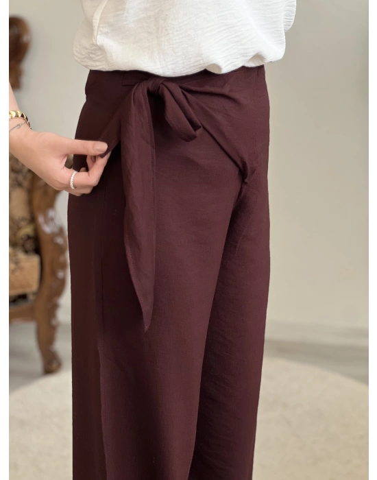 BAĞLAMALI KETEN PANTOLON