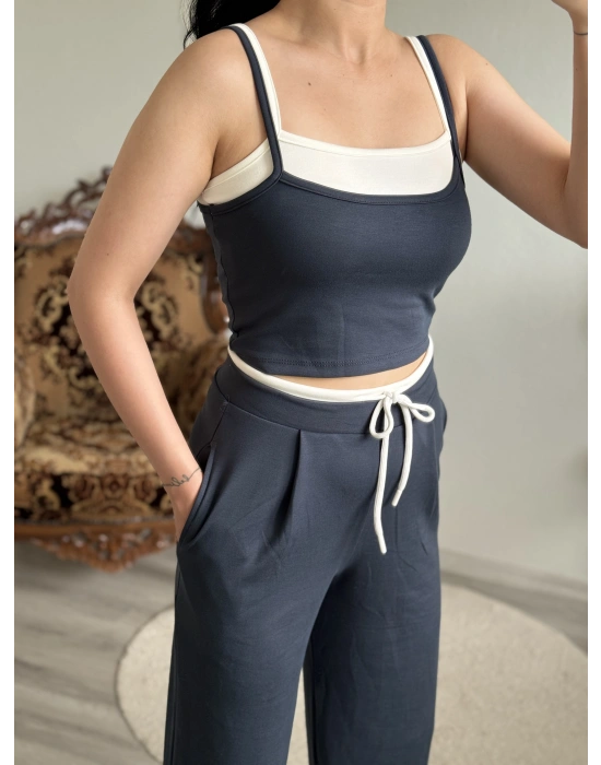 KEMER DETEYLI CROP TAKIM