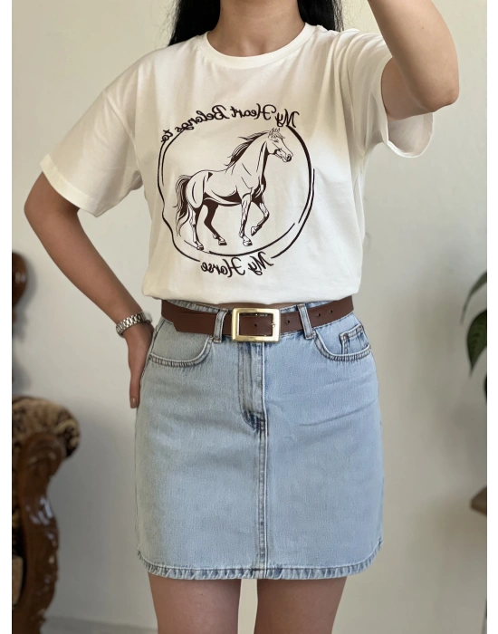 QUZU NAKIŞLI T-SHIRT
