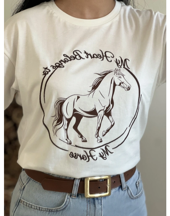 QUZU NAKIŞLI T-SHIRT