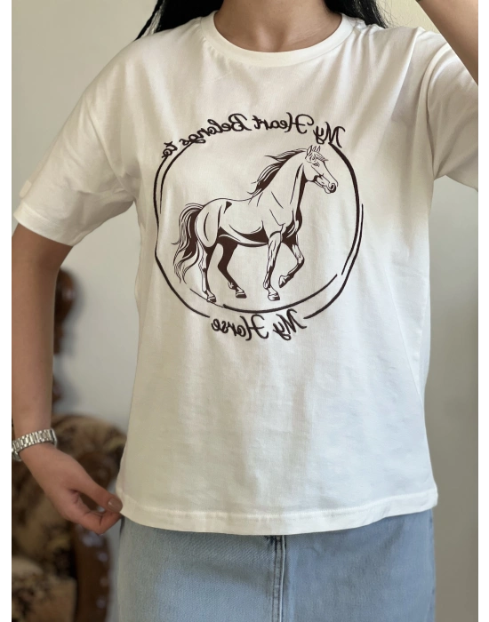 QUZU NAKIŞLI T-SHIRT