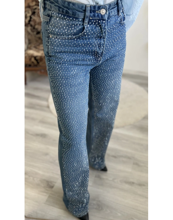 TAŞLI WİDE LEG JEAN